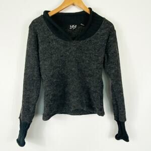 Yy Vintage Y2K Grey Charcoal Grey Black Fuzzy Sweater Womens XS